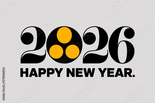 Vibrant New Year 2026 Celebration Design with Cheerful Yellow and Bold Black Text