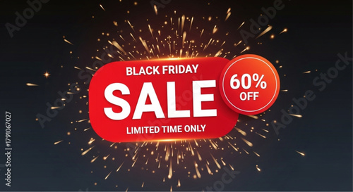 An eye-catching, professionally designed promotional graphic for the Black Friday sales event, with text and a modern aesthetic, and a sense of excitement and urgency.  vector illustration