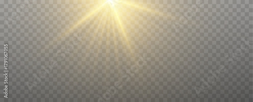 bright golden flare with radiant starburst and glowing rays,