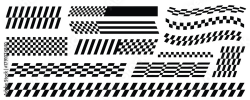 racing, flag, checkered, stripes, pattern, black, white, background, texture, design, element, abstract, sport, speed, finish line, banner, ribbon, graphic, motion, dynamic, isolated, white background