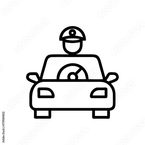 Taxi driver behind wheel, showing readiness and professionalism, on transparent background