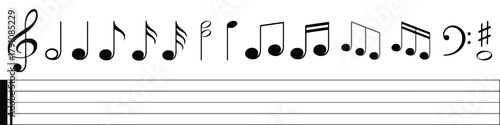 music, notes, staff, treble clef, bass clef, sharp, flat, whole note, half note, quarter note, eighth note, sixteenth note, musical symbols, melody, rhythm, composition, sound, audio, instrument, song