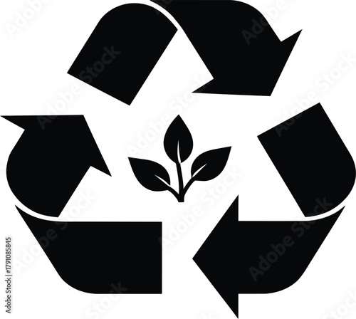 Recycle leaf symbol for biodegradable compostable product