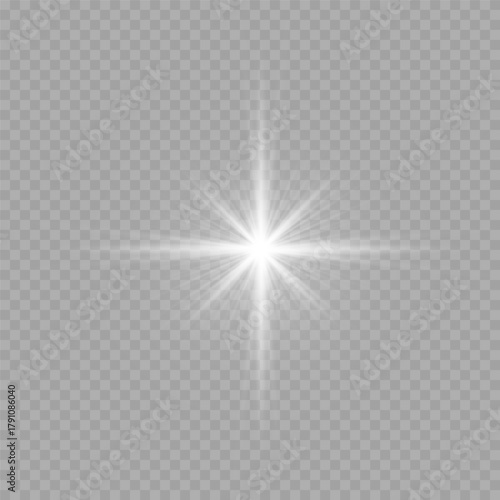 White Starburst Light Flare Overlay on Transparent Background