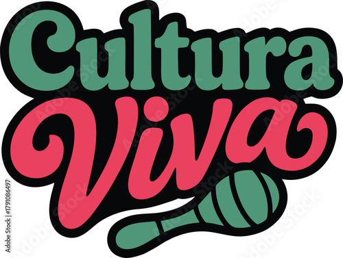 Vibrant cultura viva text illustration representing south american cultural heritage and spirited life design element