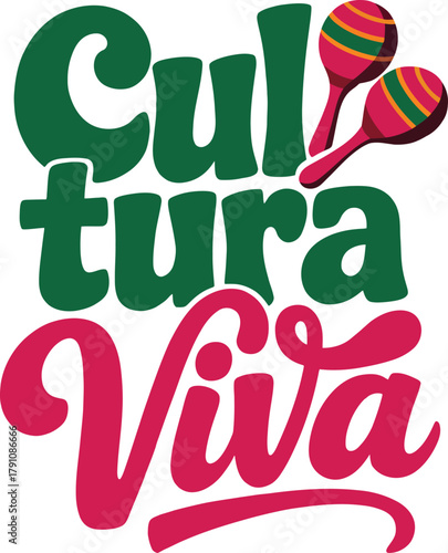 Cultura viva vector illustration with maracas celebrating hispanic heritage month vibrant cultural design
