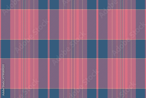 Room background tartan check, perfect plaid texture fabric. Feminine pattern textile vector seamless in red and cyan colors.