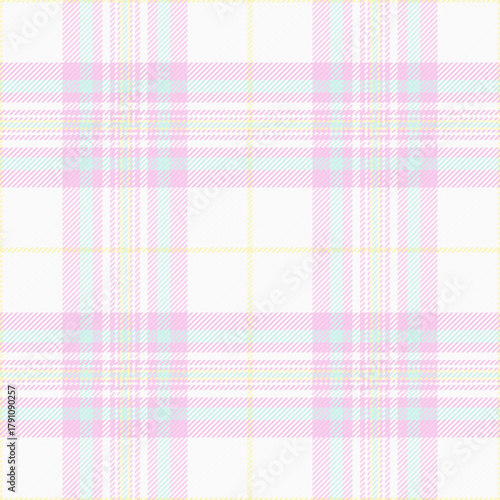 Manufacturing tartan background texture, teenage textile check vector. Sale fabric seamless pattern plaid in white and light colors.