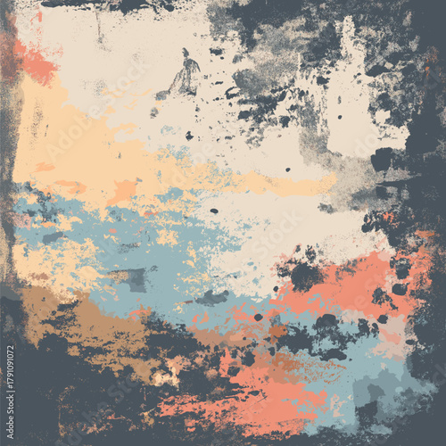 Grunge textured wall surface showing peeling paint and cracks. Vector grunge texture background or wallpaper