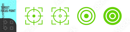 Minimal target or focus point icons in modern style. for design elements related to focus, aim, location, or accuracy, crosshair indicators, precision icon. Color set icon