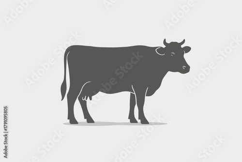 Silhouette of a female cow. Farm animal. Vector illustration.