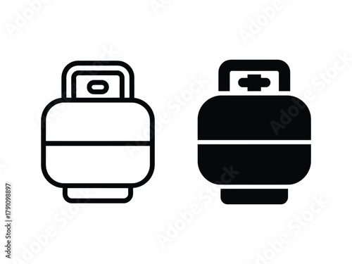 Outline and filled silhouette of a propane tank on a white background