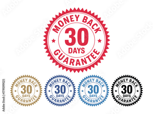 Money back guarantee seals show 30 days of assurance for customers.