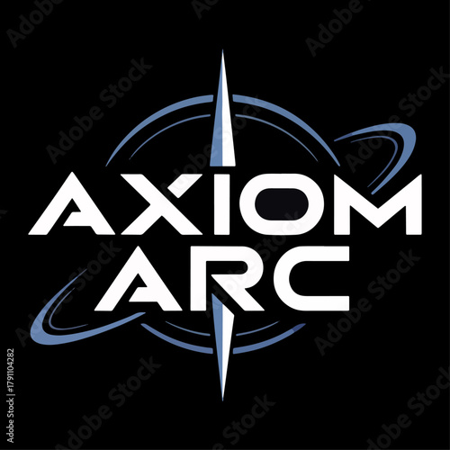 Axiom Arc compass star logo with orbital rings on dark background, navigation inspired tech brand identity for modern companies