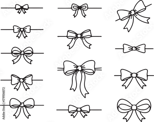 Assortment of bow tie and ribbon designs for decoration