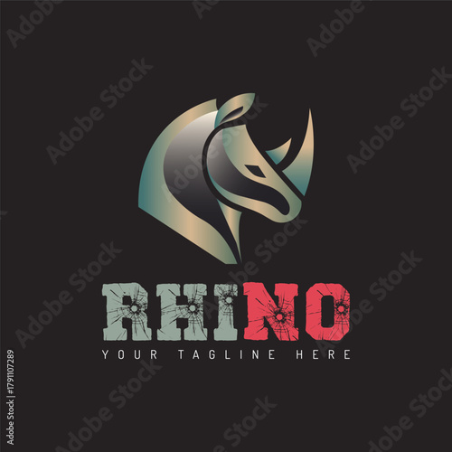 Rhino rhinoceros head luxury logo set silhouette template design