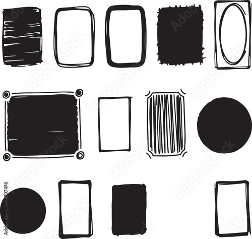 Assortment of hand-drawn rectangular and circular frames