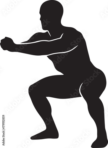 Squat pose icon silhouette