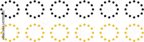 stars twelve star circle variations orientation progression black yellow