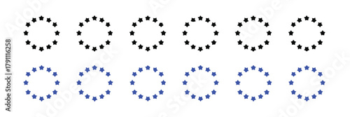 stars radial star arrangement twelve per ring black and blue vector
