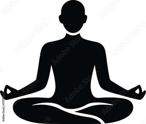 Yoga lotus pose icon silhouette