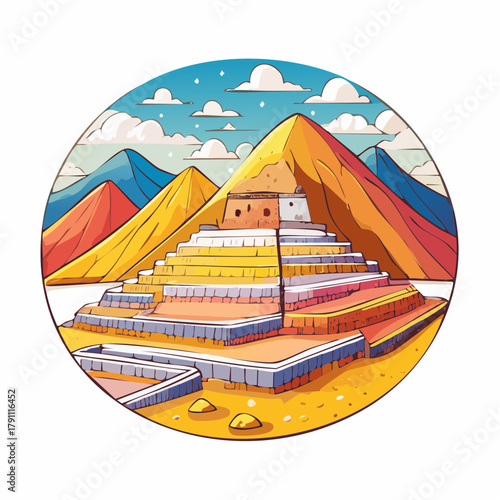 Stylized geometric of the Salt Mines of Maras, Peru