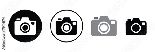 camera icon set ring badge silhouette line outline vector for ui