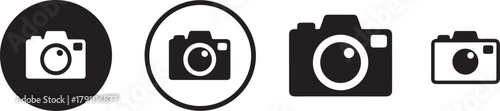 camera icon set standalone lens outline minimal monochrome vector pack