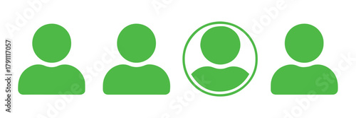 user profile selection symbol showing a singled out person in a group