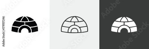 igloo icon set black outline and inverted color variations