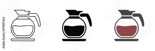 coffee carafe icons outline silhouette colored flat half level
