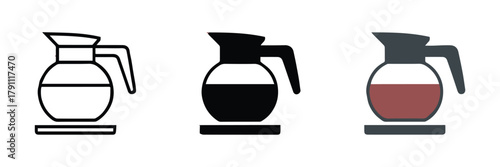 coffee carafe icon variations outline silhouette filled half