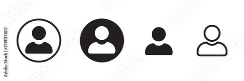 user profile icon round outline solid silhouette multi style set