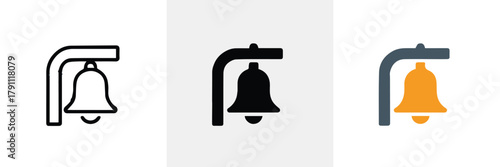 bell post bell hanging icon outline silhouette flat color vector pack