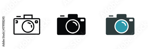 camera icon collection minimal outline silhouette and colored