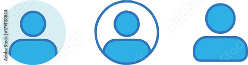 user profile icon set three avatar variations flat vector