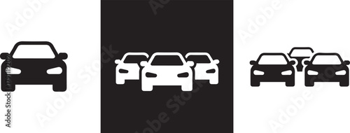 car icon trio group fleet traffic symbols minimalist vector set