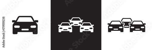 car icon front view and multiple cars traffic ui vector pack