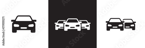 car icon set front and group vehicles traffic symbol vector kit