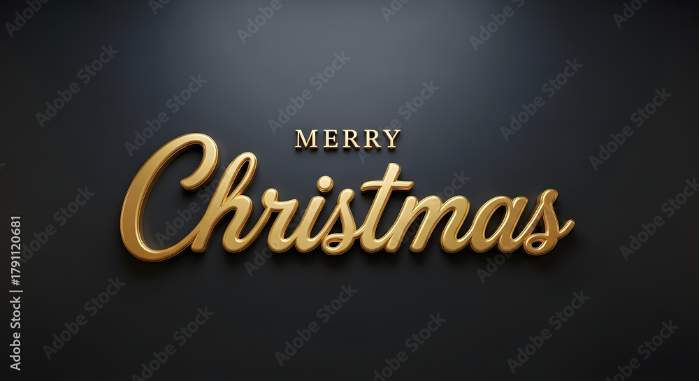 Obraz premium Elegant golden merry christmas text on a dark textured background, perfect for holiday greetings and festive designs
