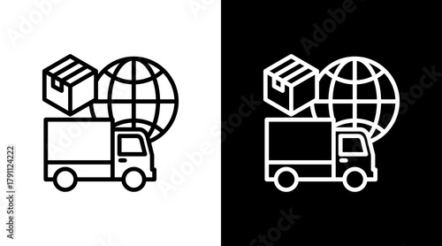 Worldwide Shipping With Icon Set Design