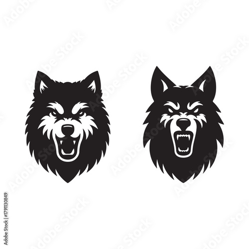 a wolf head silhouettes