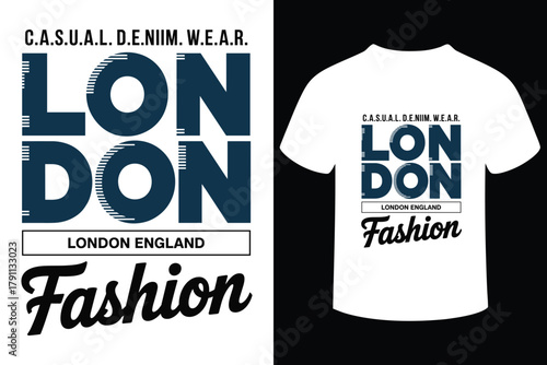 Casual denim wear london england fashion t shirt design