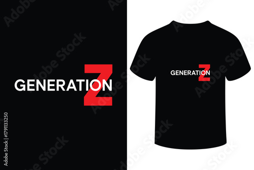 Generation z logo design on black t shirt mockup