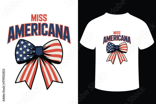 Miss americana patriotic bow design for t shirts and apparel