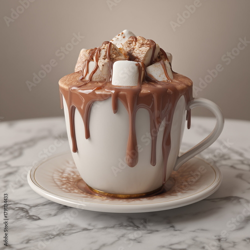 Hot Chocolate with marshmallows overflowing 