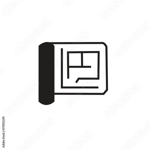 Architectural blueprint rolled up