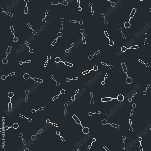 Grey Dental inspection mirror icon isolated seamless pattern on black background. Tool dental checkup. Vector