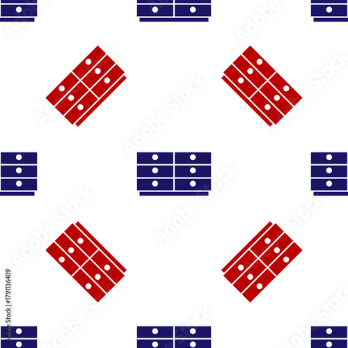 Blue and red Chest of drawers icon isolated seamless pattern on white background. Vector