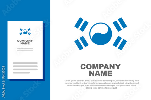 Blue South Korea flag icon isolated on white background. Logo design template element. Vector